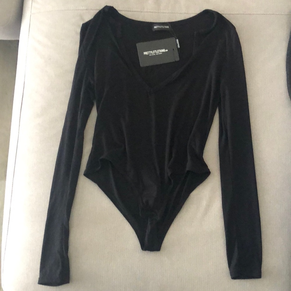 NWT Black long sleeve plunge bodysuit